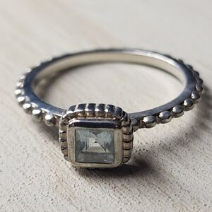 Sterling Silver Signed RJ 925 Blue CZ Ring Size 6.76